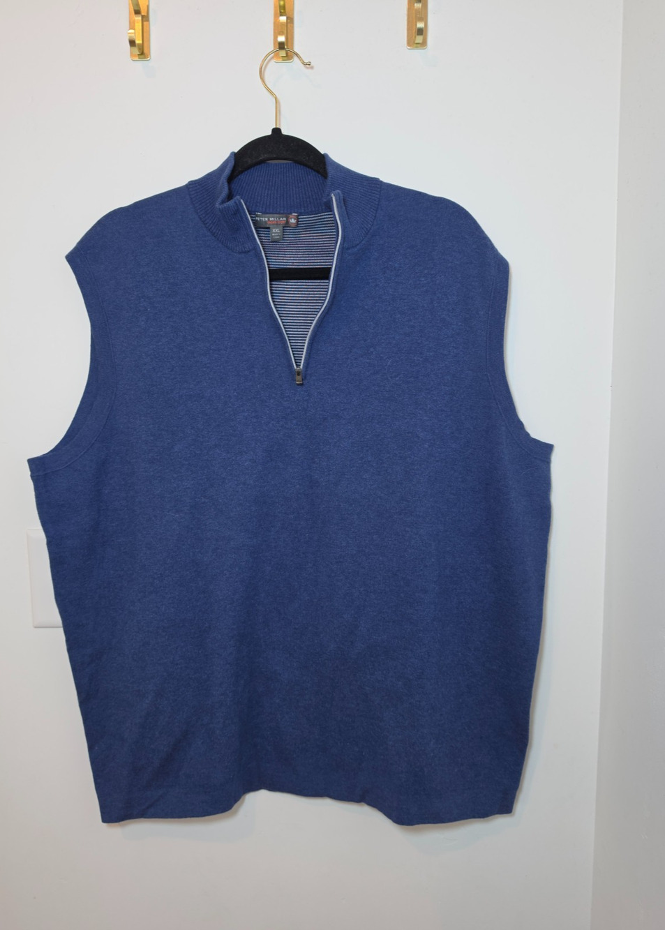 Peter Millar Mens Blue Gray Sleeveless 1/4 Zip Golf Vest Size XXL